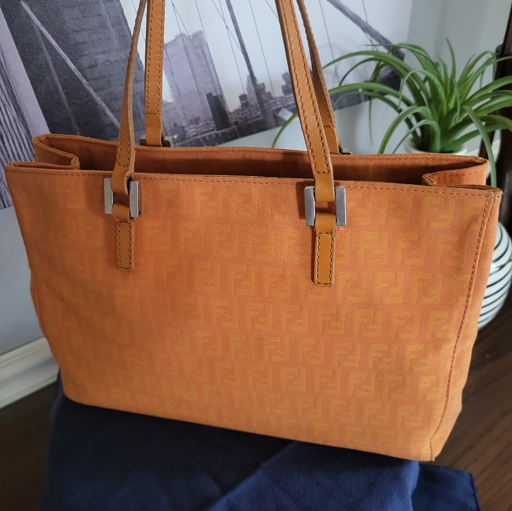 Fendi Signature Canvas & Leather Bag